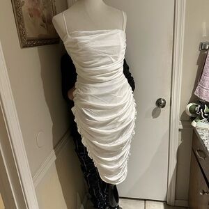 Ramy Brook Strapless White Gathered Dress